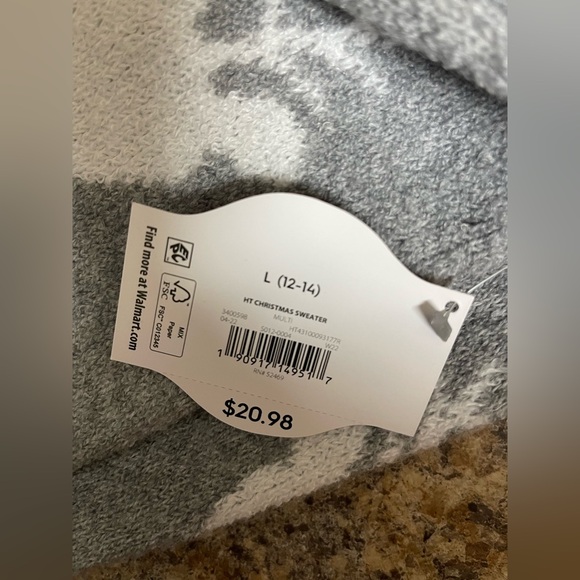 Ugly Christmas Sweater Reindeer Antlers & Sequin Women’s Soft Grey Large NWT - Picture 7 of 8